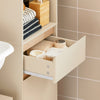 SoBuy BZR80-MI Meuble Colonne de Salle de Bain, Armoire Haute, Placard de Rangement avec 1 Compartiment Ouvert, 1 Tiroir et 2 Portes