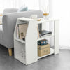 SoBuy FBT104-W Bout de Canapé Table d’Appoint Meuble de Rangement avec 3 Etagères et 2 Compartiments Ouverts