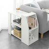 SoBuy FBT104-W Bout de Canapé Table d’Appoint Meuble de Rangement avec 3 Etagères et 2 Compartiments Ouverts