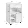 SoBuy FBT106-W Suport imprimantă cu roți, Mobilier de birou pe roți cu sertar și ușă, Alb