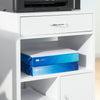 SoBuy FBT106-W Suport imprimantă cu roți, Mobilier de birou pe roți cu sertar și ușă, Alb
