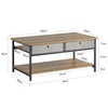 SoBuy FBT107-PF Măsuță de cafea cu 2 sertare din material textil, măsuță laterală, comodă TV, măsuță de living, mese laterale canapea, stil industrial