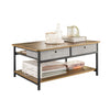 SoBuy FBT107-PF Măsuță de cafea cu 2 sertare din material textil, măsuță laterală, comodă TV, măsuță de living, mese laterale canapea, stil industrial