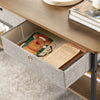 SoBuy FBT107-PF Măsuță de cafea cu 2 sertare din material textil, măsuță laterală, comodă TV, măsuță de living, mese laterale canapea, stil industrial