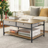 SoBuy FBT107-PF Măsuță de cafea cu 2 sertare din material textil, măsuță laterală, comodă TV, măsuță de living, mese laterale canapea, stil industrial