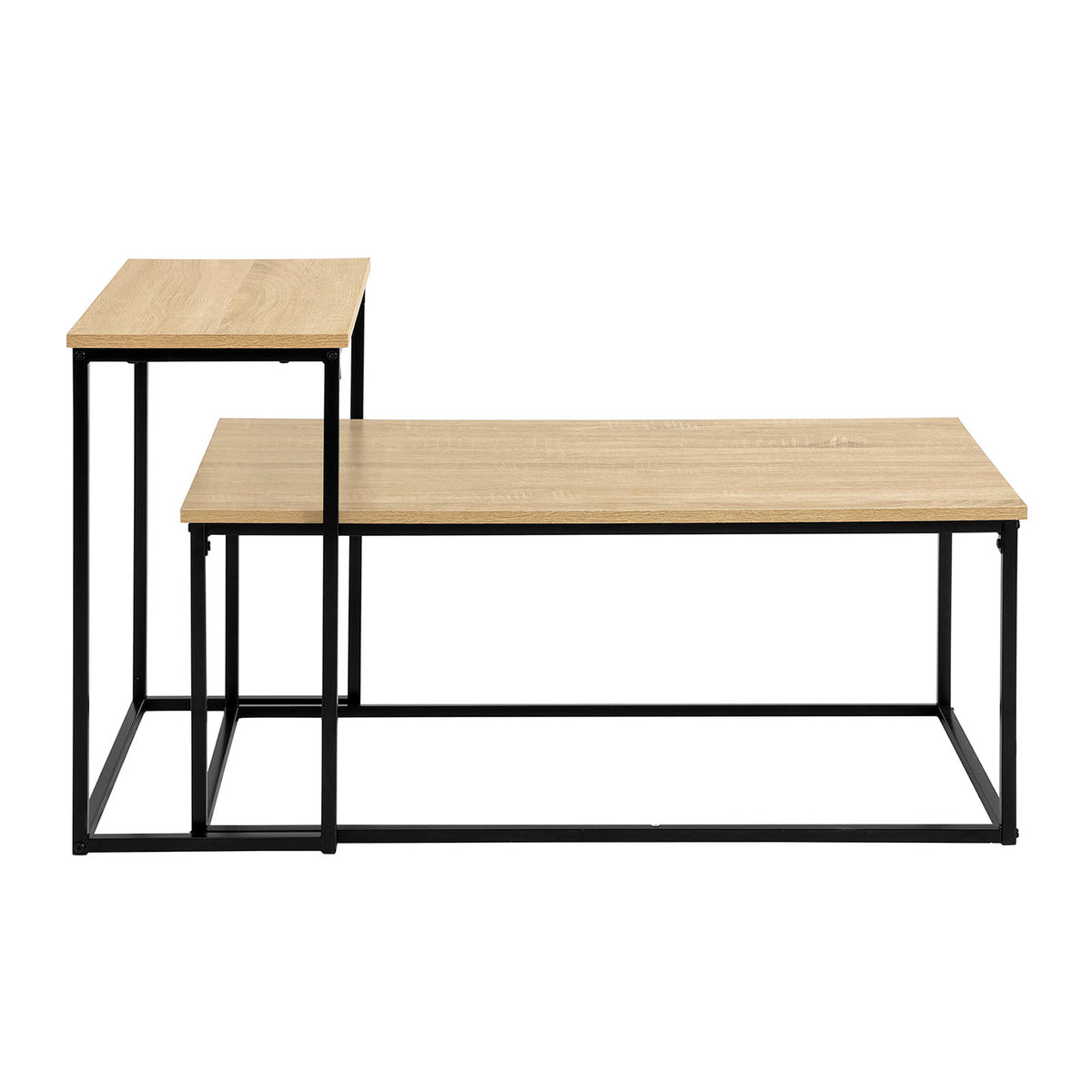 SoBuy FBT108-N Set de 2 Măsuțe de Cafea Suprapuse, Set de 2 Măsuțe Laterale Suprapuse, Măsuțe de Canapea