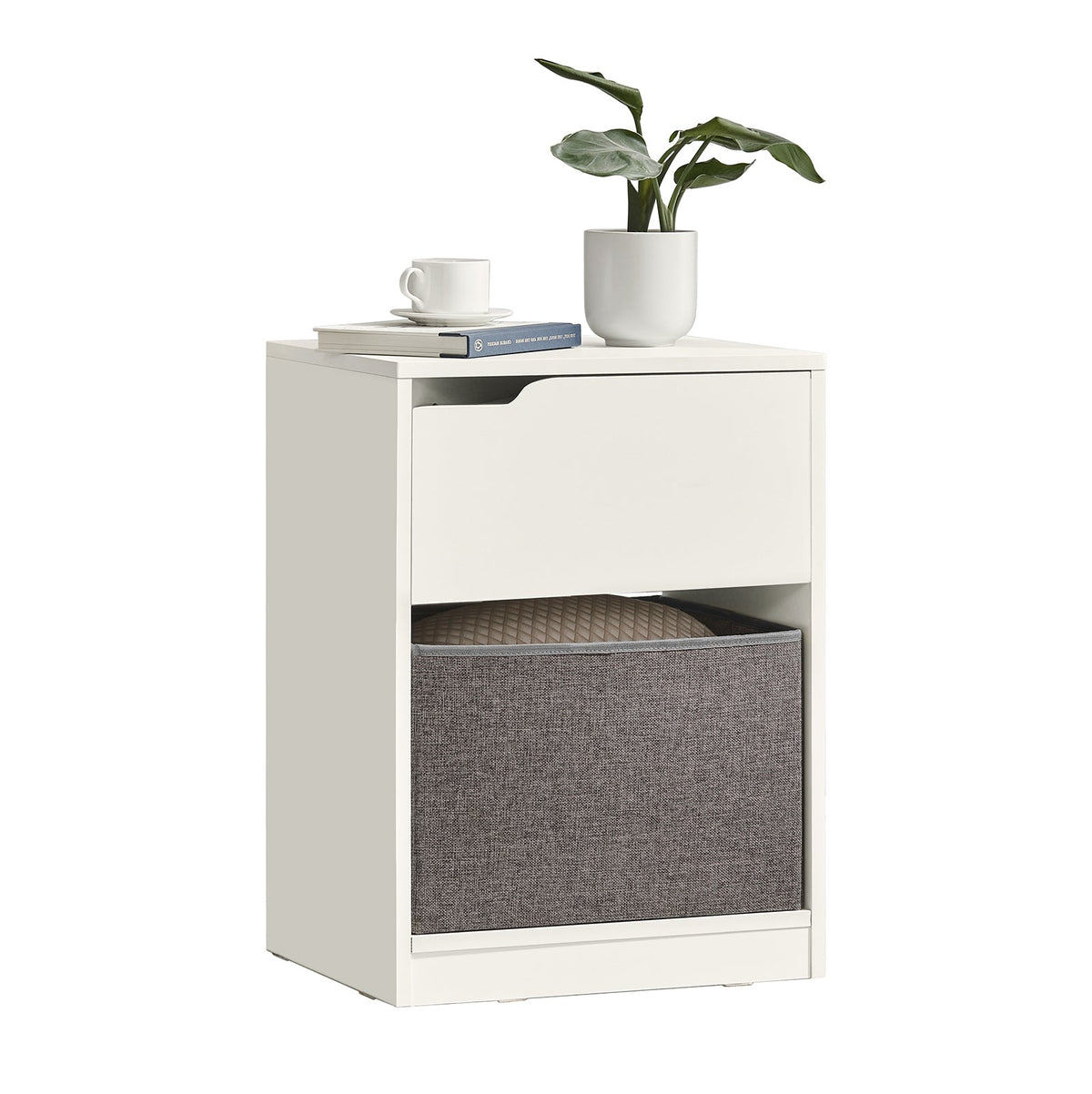 SoBuy FBT109-W Bout de Canapé Table de Chevet Table d'Appoint Table café Table Basse avec avec tiroir et panier