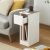 SoBuy FBT111-WNx2 Set de 2 Noptiere Înguste de 20 cm – Economie de Spațiu, Sertar și Etajeră