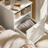 SoBuy FBT112-W Table de Chevet, Table de Nuit, Bout de Canapé, Table d'Appoint avec 1 Compartiment Ouvert et 1 Tiroir
