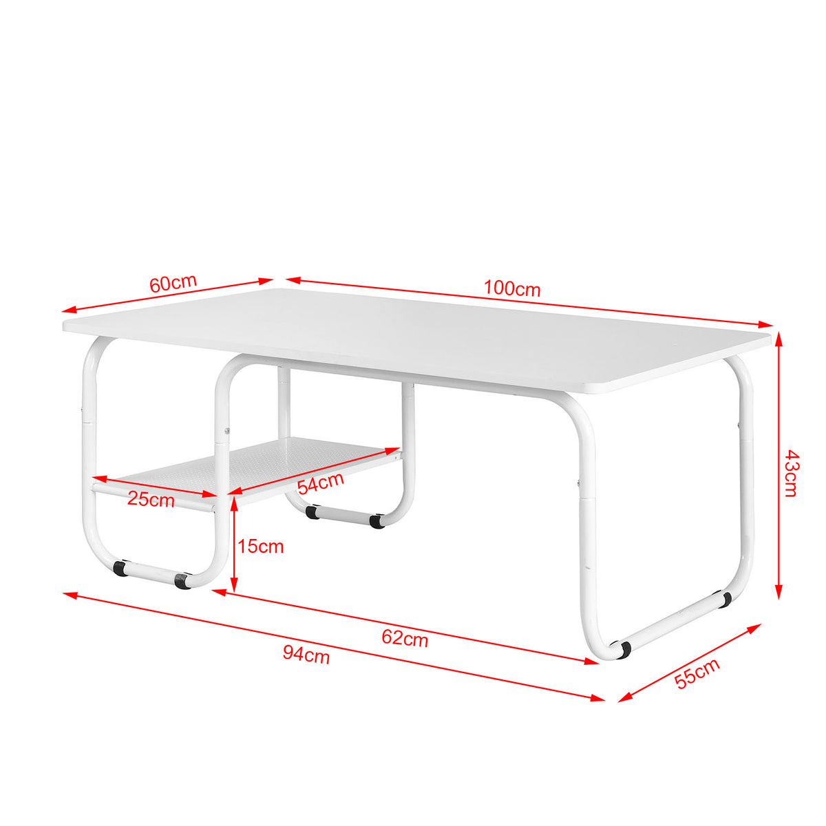 SoBuy FBT41-W Table Basse de Salon avec 1 étagère, Blanc