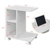 SoBuy FBT48-W Masuță Laterală Multifuncțională în formă de C cu 2 Rafturi de Depozitare și Suport pentru Tabletă, Măsuță de Cafea Modernă pe Roți, Albă