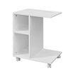 SoBuy FBT48-W Masuță Laterală Multifuncțională în formă de C cu 2 Rafturi de Depozitare și Suport pentru Tabletă, Măsuță de Cafea Modernă pe Roți, Albă