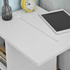 SoBuy FBT48-W Masuță Laterală Multifuncțională în formă de C cu 2 Rafturi de Depozitare și Suport pentru Tabletă, Măsuță de Cafea Modernă pe Roți, Albă