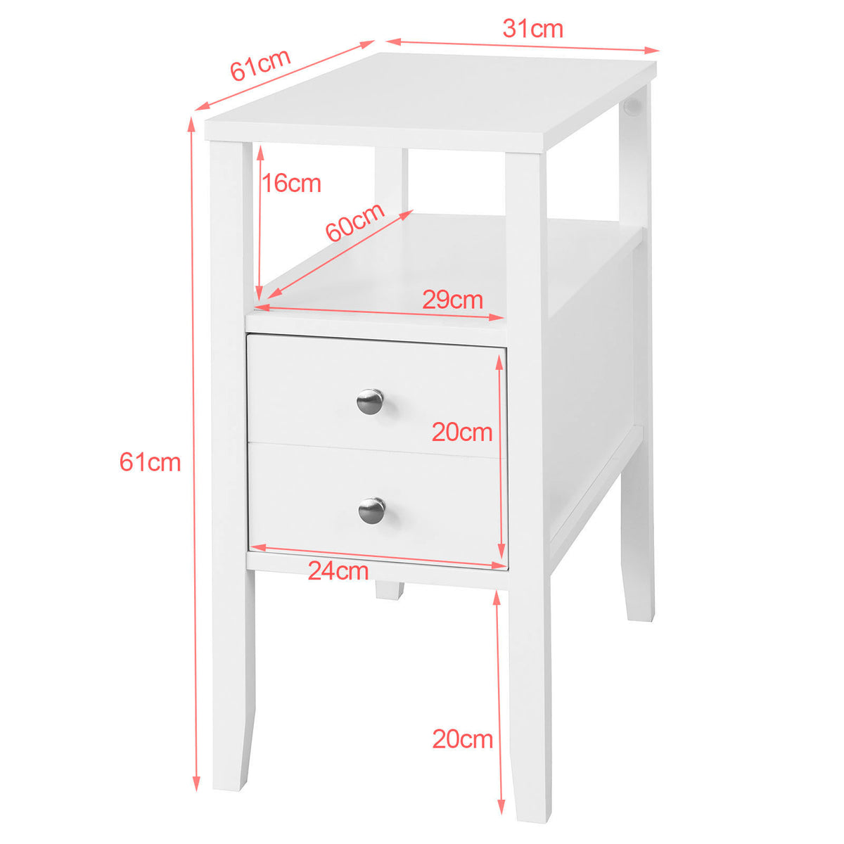 SoBuy FBT73-W Table d'Appoint Bout de Canapé Table Café Table Basse – 1 Tiroir