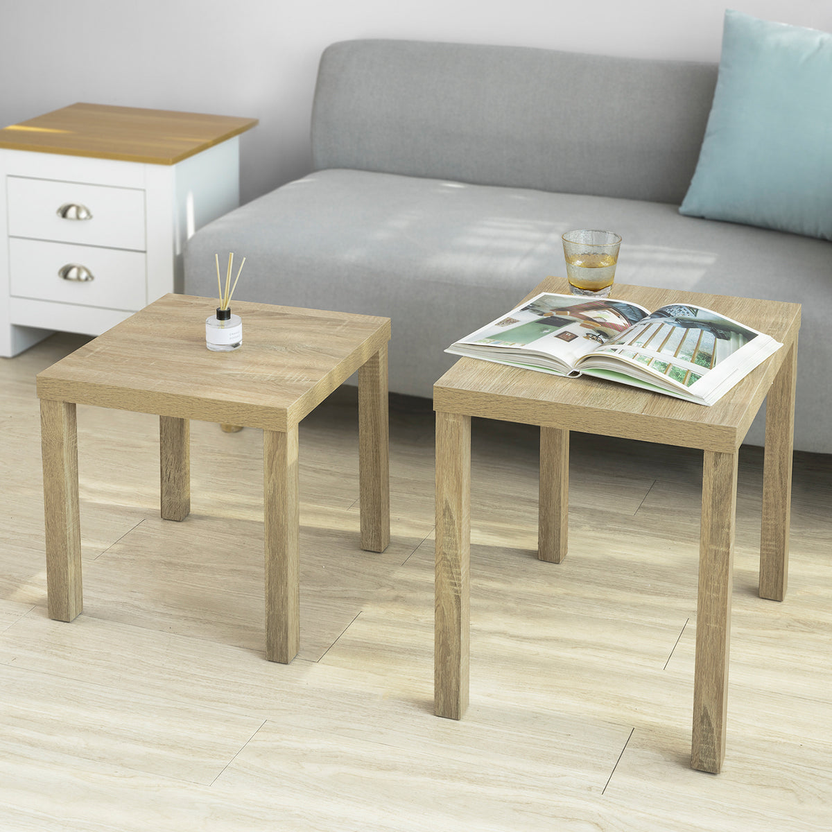 SoBuy FBT83-N Măsuțe de cafea tip cuib, Masă cafea, Măsuță laterală, Măsuță de living, Set de 2