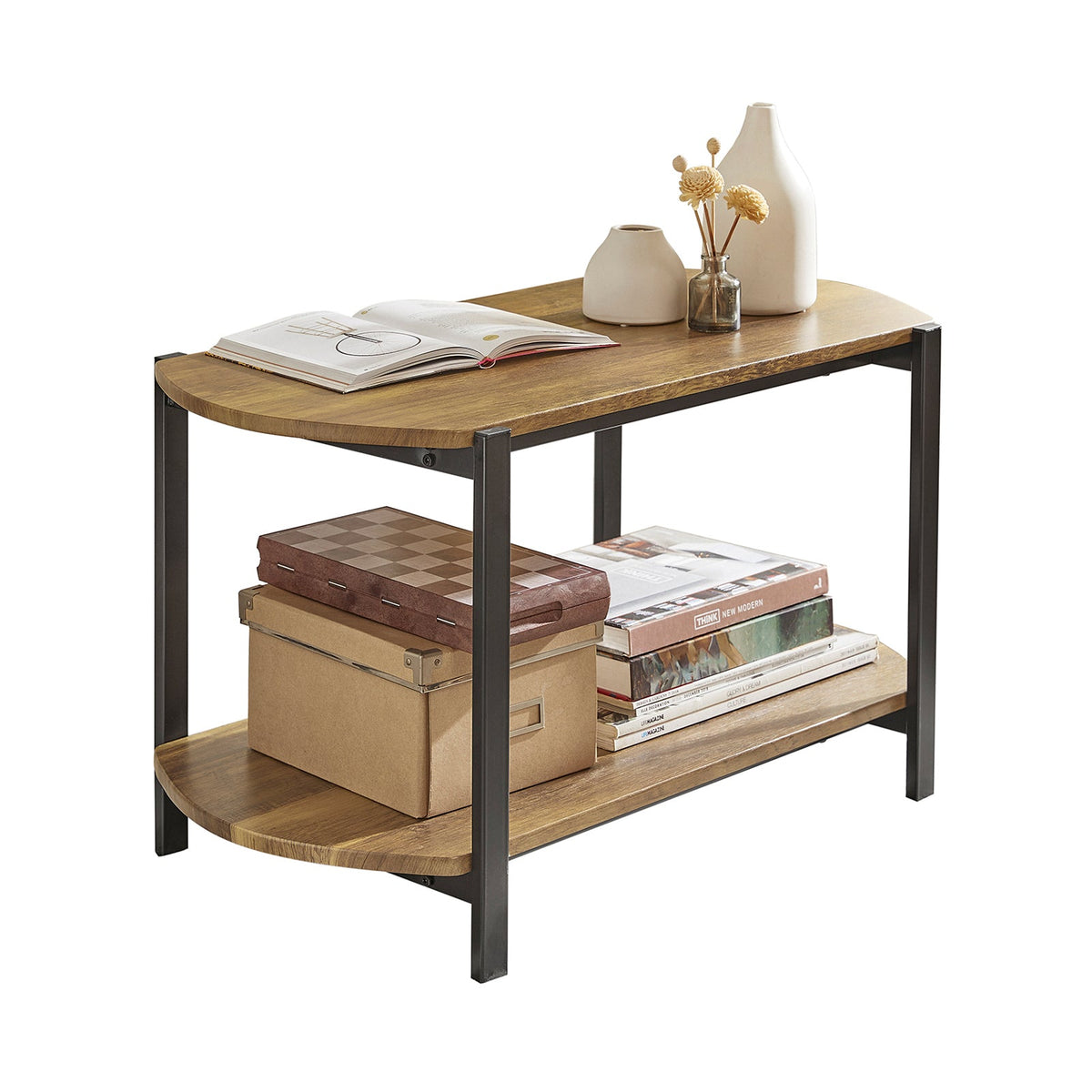 SoBuy FBT90-N Tables Basses avec 2 Etagères, Tables d'appoint, Table TV, Table de Salon, Bouts de canapé