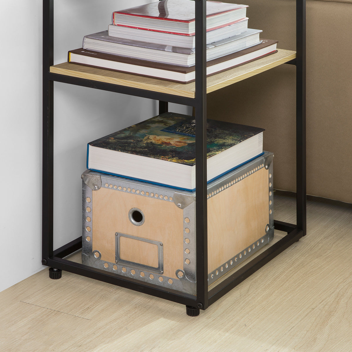 SoBuy FBT94-N Table d'appoint Bout de Canapé Table Basse Table de Chevet à 2 Niveaux Style Industriel