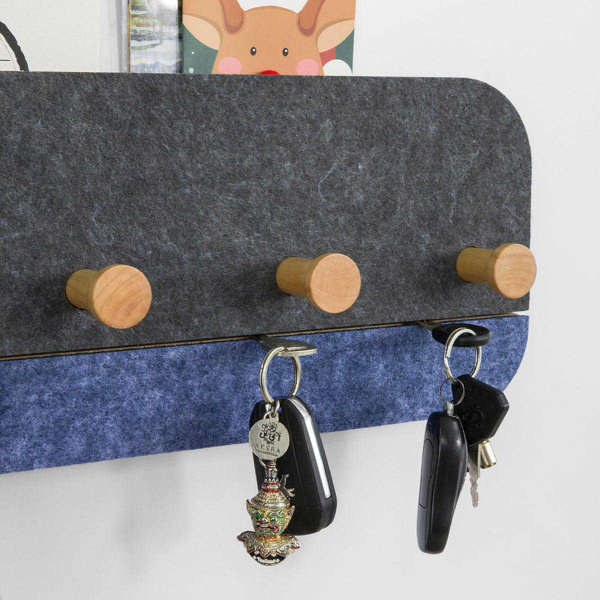 SoBuy FHK16-SG Porte-Manteau Mural Porte-Serviette Penderie Patère Murale avec 5 Crochets en Bambou et Feutre pour Vestibule, Entrée