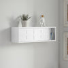 SoBuy FHK18-W Étagère Murale Meuble de Rangement Salon Mural Meuble Cuisine - Meuble d'Entrée - 2 Portes Coulissantes, Rangement Caché - pour Entrée, Cuisine, Salon, Salle de Bain - Blanc 75x20x23 cm