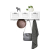SoBuy FHK19-W Suport haine, etajeră de perete, mobilier de hol, cuiere, etajeră suspendată, vestiar cu 3 coșuri și 4 cârlige 80x20x25 cm