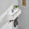 SoBuy FHK19-W Suport haine, etajeră de perete, mobilier de hol, cuiere, etajeră suspendată, vestiar cu 3 coșuri și 4 cârlige 80x20x25 cm