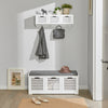 SoBuy FHK19-W Suport haine, etajeră de perete, mobilier de hol, cuiere, etajeră suspendată, vestiar cu 3 coșuri și 4 cârlige 80x20x25 cm