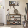 SoBuy FHK20-N Étagère Murale, Porte Manteau, Panneau Mural en Grille, avec Tableau Mémo en Feutre, 1 Tablette et 3 Crochets
