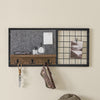 SoBuy FHK20-N Étagère Murale, Porte Manteau, Panneau Mural en Grille, avec Tableau Mémo en Feutre, 1 Tablette et 3 Crochets