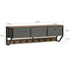 SoBuy FHK26-N Cuier de Perete Mobilier de Hol, Suport Haine, Etajeră de Perete cu 3 Coșuri și 7 Cârlige Duble, Stil Industrial 100x20x30 cm