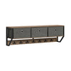 SoBuy FHK26-N Cuier de Perete Mobilier de Hol, Suport Haine, Etajeră de Perete cu 3 Coșuri și 7 Cârlige Duble, Stil Industrial 100x20x30 cm