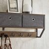 SoBuy FHK26-N Cuier de Perete Mobilier de Hol, Suport Haine, Etajeră de Perete cu 3 Coșuri și 7 Cârlige Duble, Stil Industrial 100x20x30 cm
