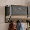 SoBuy FHK26-N Cuier de Perete Mobilier de Hol, Suport Haine, Etajeră de Perete cu 3 Coșuri și 7 Cârlige Duble, Stil Industrial 100x20x30 cm