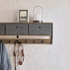 SoBuy FHK26-N Cuier de Perete Mobilier de Hol, Suport Haine, Etajeră de Perete cu 3 Coșuri și 7 Cârlige Duble, Stil Industrial 100x20x30 cm