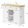 SoBuy FKW101-WN Desserte de Cuisine à Roulettes avec Plan de Travail, 3 Tiroirs, 2 Étagères et 2 Portes, Charge 50 kg – 115x46x91 cm, Blanc et Naturel
