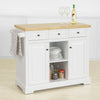 SoBuy FKW101-WN Desserte de Cuisine à Roulettes avec Plan de Travail, 3 Tiroirs, 2 Étagères et 2 Portes, Charge 50 kg – 115x46x91 cm, Blanc et Naturel