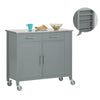 SoBuy FKW108-HG Desserte Roulante Chariot de Cuisine à roulettes avec Etagère Latérale, Portes et Tiroirs en Acier INOX