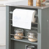 SoBuy FKW108-HG Desserte Roulante Chariot de Cuisine à roulettes avec Etagère Latérale, Portes et Tiroirs en Acier INOX
