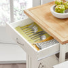 SoBuy FKW22-WN Cărucior de bucătărie cu roți și blat din INOX, 1 Sertar, 1 Raft și 2 Uși, Cărucior multifuncțional – 60x45x92 cm, Alb și Natural