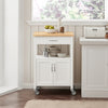 SoBuy FKW22-WN Cărucior de bucătărie cu roți și blat din INOX, 1 Sertar, 1 Raft și 2 Uși, Cărucior multifuncțional – 60x45x92 cm, Alb și Natural