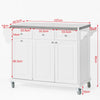 SoBuy FKW33-W Cărucior de Bucătărie XXL pe Roți cu Blat din INOX, 3 Sertare și Sistem de Sortare a Deșeurilor, Sarcină 50 kg – 133x48x95 cm, Alb