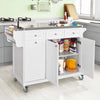 SoBuy FKW33-W Cărucior de Bucătărie XXL pe Roți cu Blat din INOX, 3 Sertare și Sistem de Sortare a Deșeurilor, Sarcină 50 kg – 133x48x95 cm, Alb