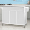 SoBuy FKW33-W Cărucior de Bucătărie XXL pe Roți cu Blat din INOX, 3 Sertare și Sistem de Sortare a Deșeurilor, Sarcină 50 kg – 133x48x95 cm, Alb
