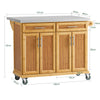 SoBuy FKW69-N Desserte de Cuisine à Roulettes avec Plan Extensible INOX 46→71cm, 2 Tiroirs et Étagères Réglables, Charge 100 kg – 115x46x92 cm, Naturel