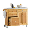 SoBuy FKW70-N Îlot Central de Cuisine sur Roulettes, Plan de Travail INOX, 4 Tiroirs, Chariot Mobile avec Rangement – 115x46x92cm, Naturel