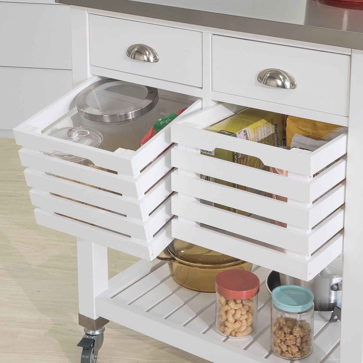 SoBuy FKW83-W Desserte à roulettes Armoire de Rangement Cuisine Desserte de Cuisine