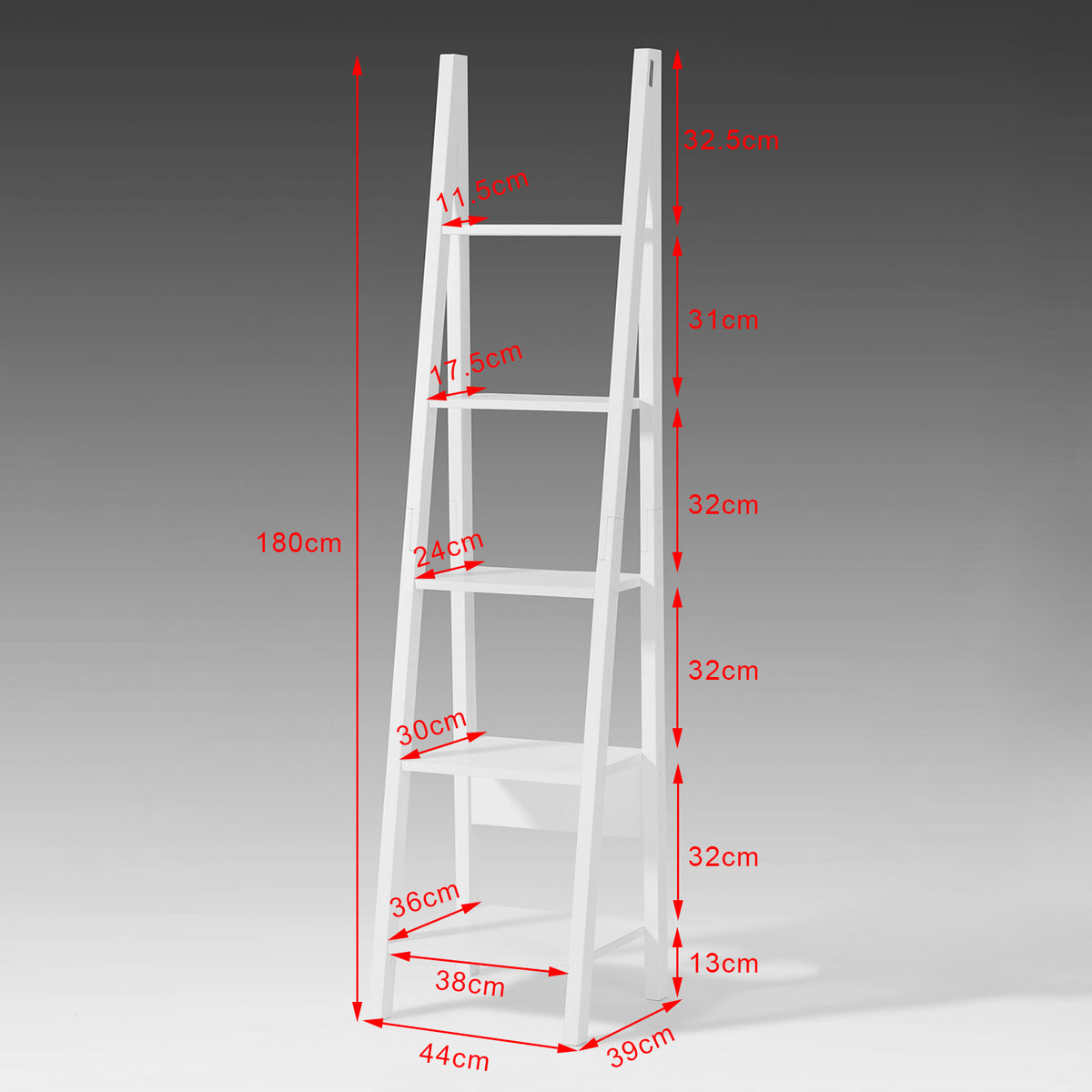 SoBuy FRG101-W Étagère style échelle Bibliothèque, 5 étages –Blanc