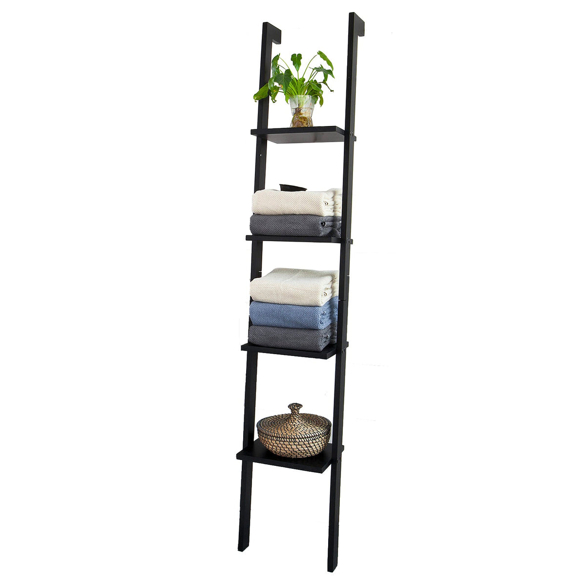 SoBuy FRG15-SCH Étagère murale style échelle, Étagère échelle 4 niveaux