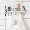 SoBuy FRG173-W Etajeră de perete, cu design modern și 5 cârlige mobile, pentru bucătărie sau baie