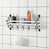 SoBuy FRG173-W Etajeră de perete, cu design modern și 5 cârlige mobile, pentru bucătărie sau baie