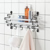 SoBuy FRG173-W Etajeră de perete, cu design modern și 5 cârlige mobile, pentru bucătărie sau baie